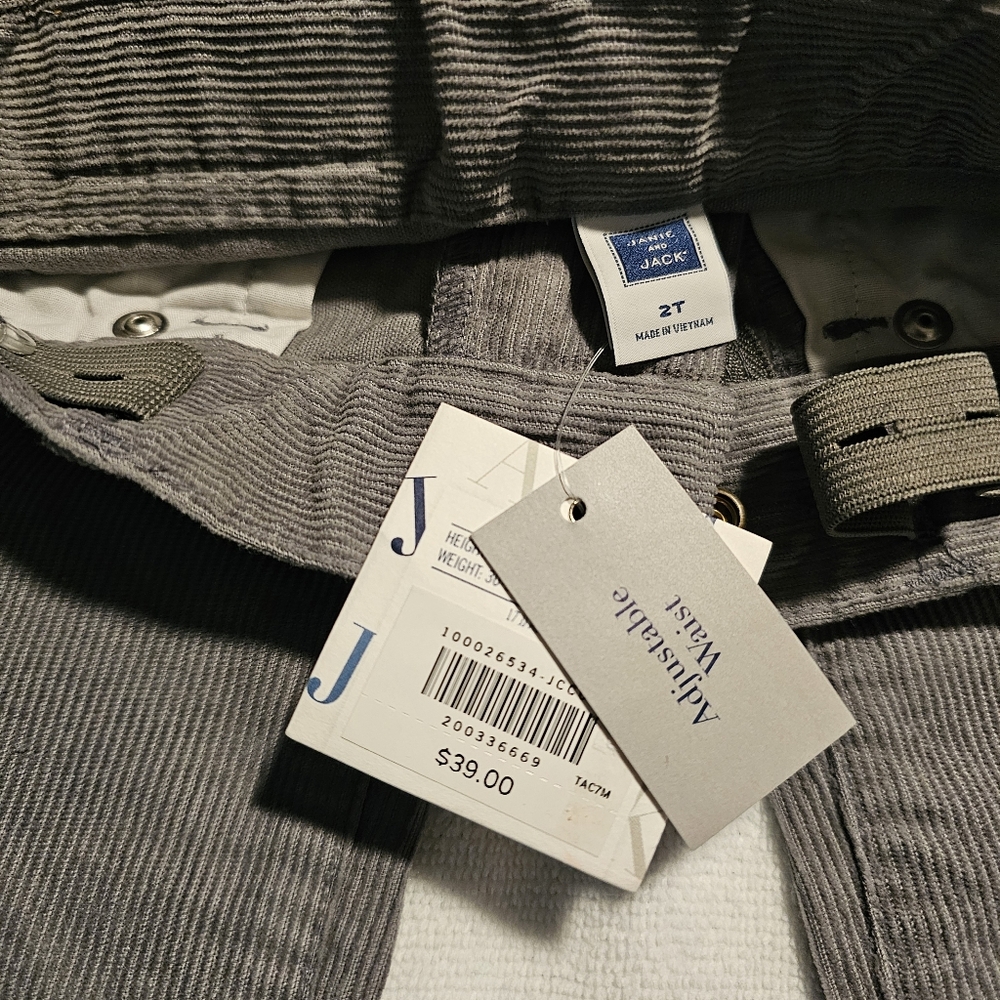 Janie and Jack Pants Classic Corduroy Pants Cords Gray Grey Toddler Size 2T NEW - Picture 2 of 5